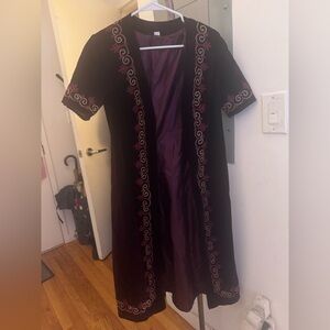 Handmade Velvet S/MEmbroidered Midi  Boho Statement Jacket  Central Asian